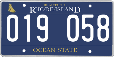 RI license plate 019058