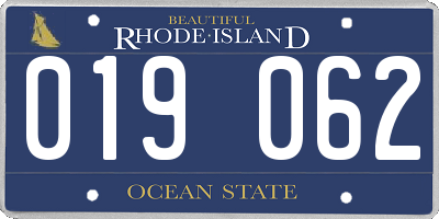 RI license plate 019062