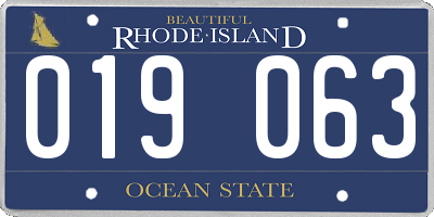 RI license plate 019063