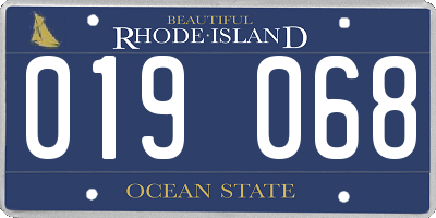 RI license plate 019068