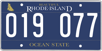 RI license plate 019077