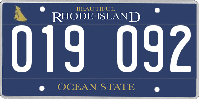 RI license plate 019092