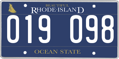 RI license plate 019098