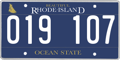 RI license plate 019107