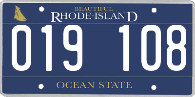 RI license plate 019108