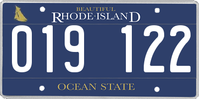 RI license plate 019122