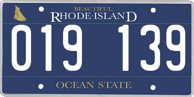 RI license plate 019139