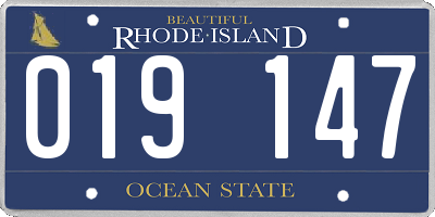 RI license plate 019147