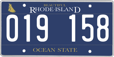 RI license plate 019158