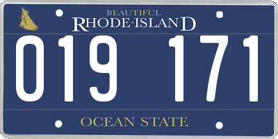 RI license plate 019171