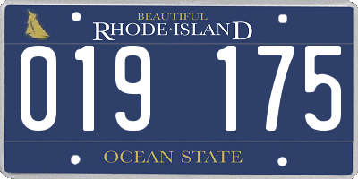 RI license plate 019175