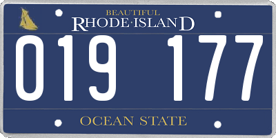 RI license plate 019177