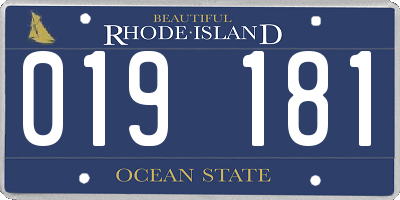 RI license plate 019181