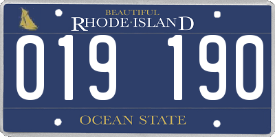 RI license plate 019190