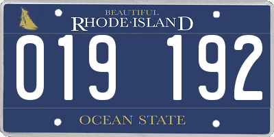 RI license plate 019192