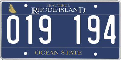 RI license plate 019194