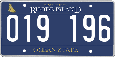 RI license plate 019196