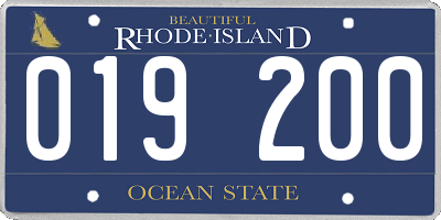 RI license plate 019200