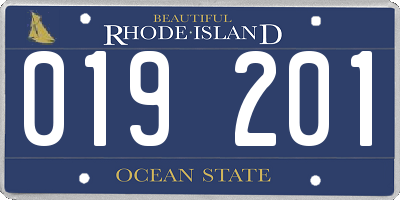 RI license plate 019201