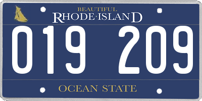 RI license plate 019209