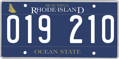 RI license plate 019210