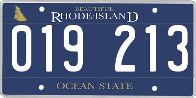 RI license plate 019213