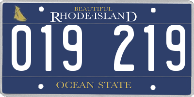 RI license plate 019219