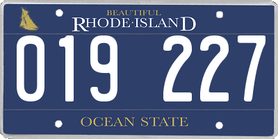 RI license plate 019227