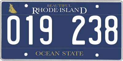 RI license plate 019238