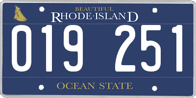 RI license plate 019251