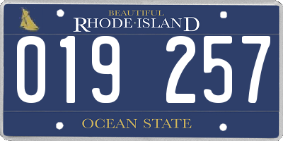 RI license plate 019257