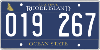 RI license plate 019267