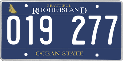 RI license plate 019277