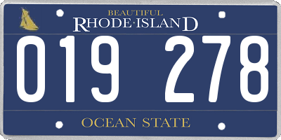 RI license plate 019278