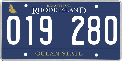 RI license plate 019280