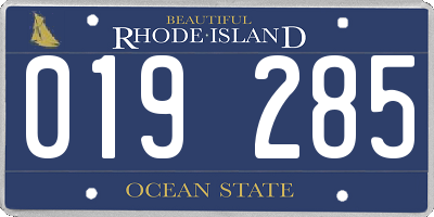 RI license plate 019285