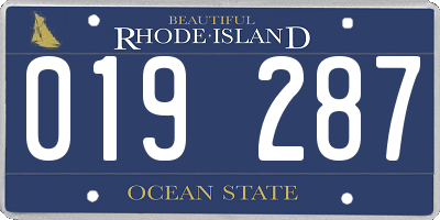 RI license plate 019287