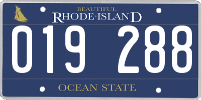 RI license plate 019288