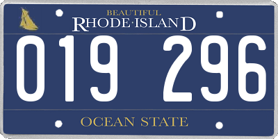 RI license plate 019296