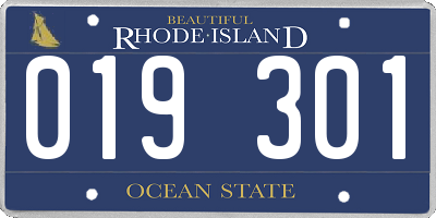 RI license plate 019301