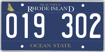 RI license plate 019302