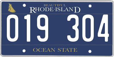 RI license plate 019304