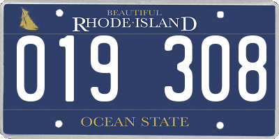 RI license plate 019308