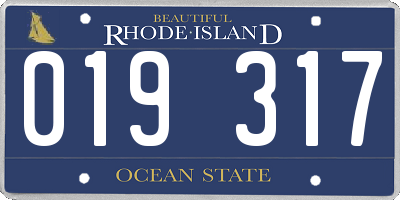 RI license plate 019317