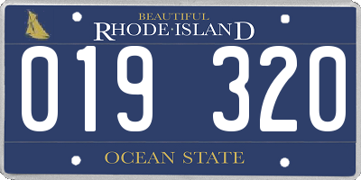 RI license plate 019320