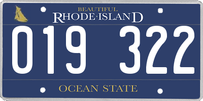 RI license plate 019322