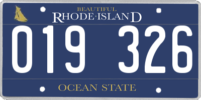 RI license plate 019326