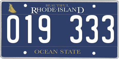 RI license plate 019333