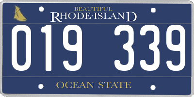 RI license plate 019339