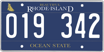 RI license plate 019342